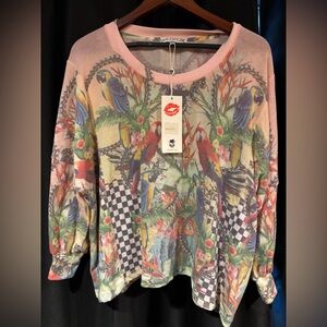 WildFox Pink and Multicolor Mesh Top